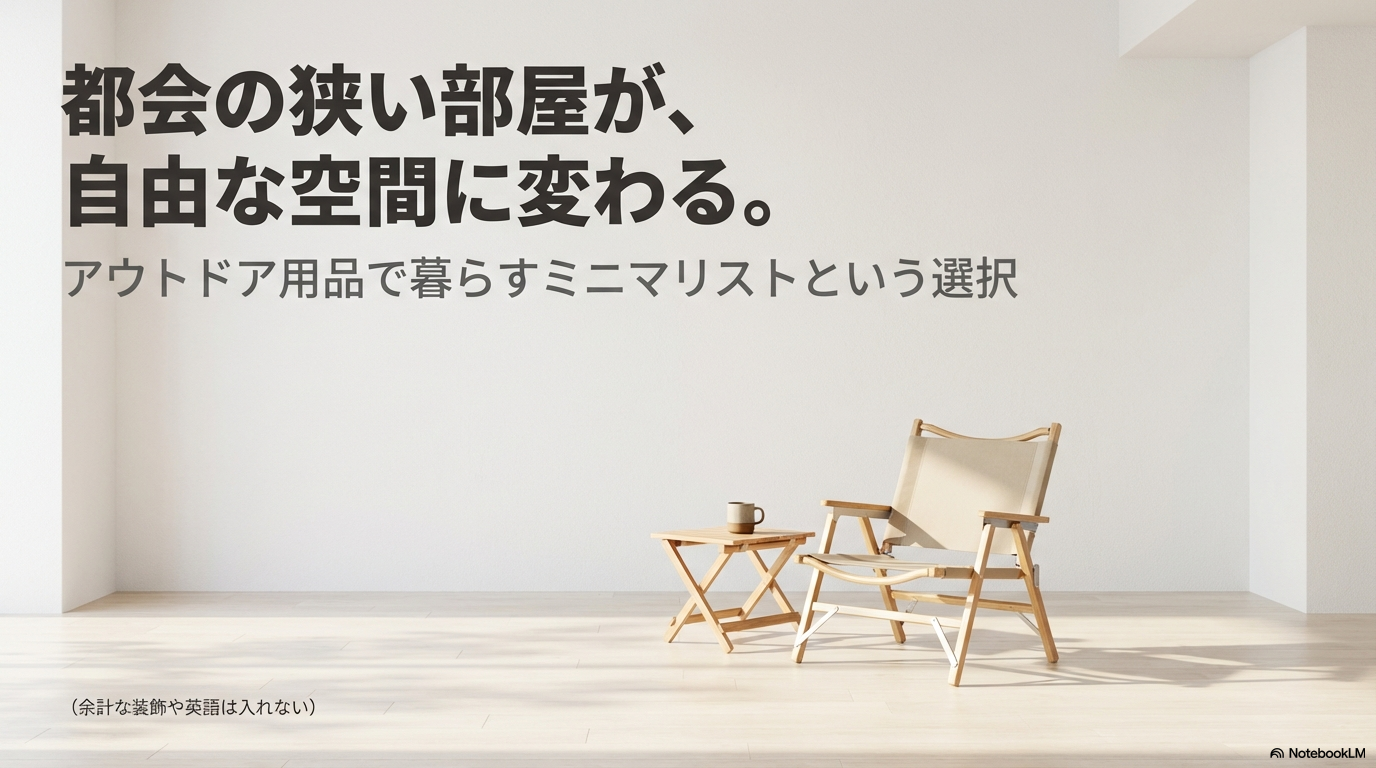 都会の狭い部屋を自由な空間に変える、アウトドア用品で暮らすミニマリストという選択のイメージ画像