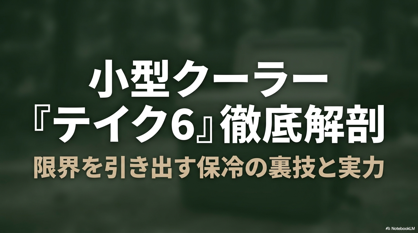 「小型クーラー テイク6徹底解剖 限界を引き出す保冷の裏技と実力」と書かれた、スライド資料の表紙画像。